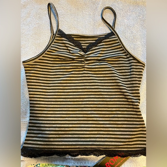 Gray and black stripe cami, size small - Picture 1 of 3
